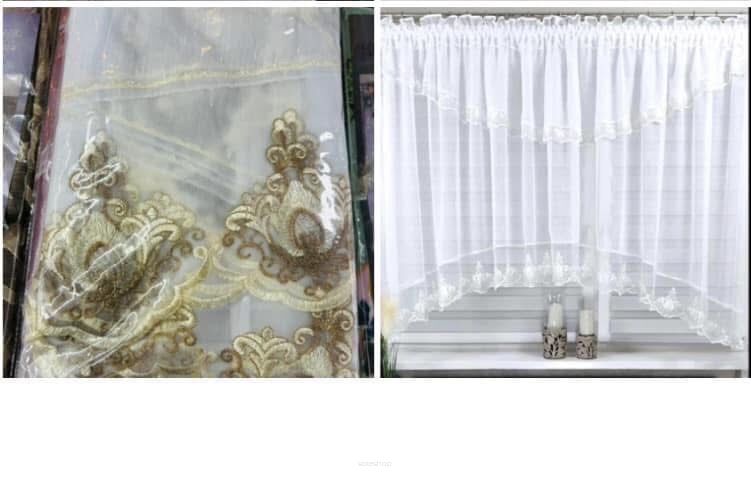 Firanki gotowe gładki i gip pióra  150 x 400 cm