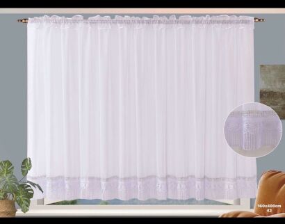 Firanki gotowe gładki i gip pióra    150 x 400 cm