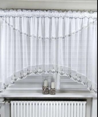 Firanki gotowe gładki i gip pióra   150 x 400 cm