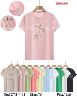 Bluzka bawełniana     Paczka: 12szt,     mix kolor, mix size - 38