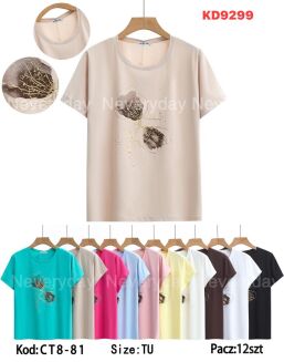 Bluzka bawełniana     Paczka: 12szt,     mix kolor, mix size - 44