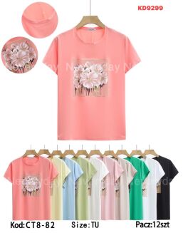 Bluzka bawełniana     Paczka: 12szt,     mix kolor, mix size - 24