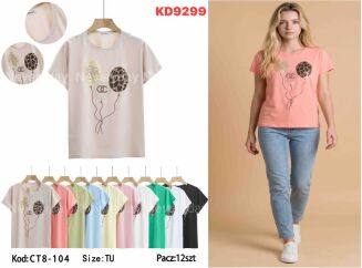 Bluzka bawełniana     Paczka: 12szt,     mix kolor, mix size - 10