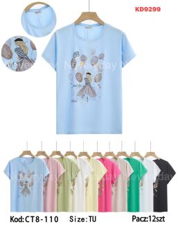 Bluzka bawełniana     Paczka: 12szt,     mix kolor, mix size - 42