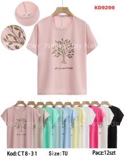 Bluzka bawełniana     Paczka: 12szt,     mix kolor, mix size - 28