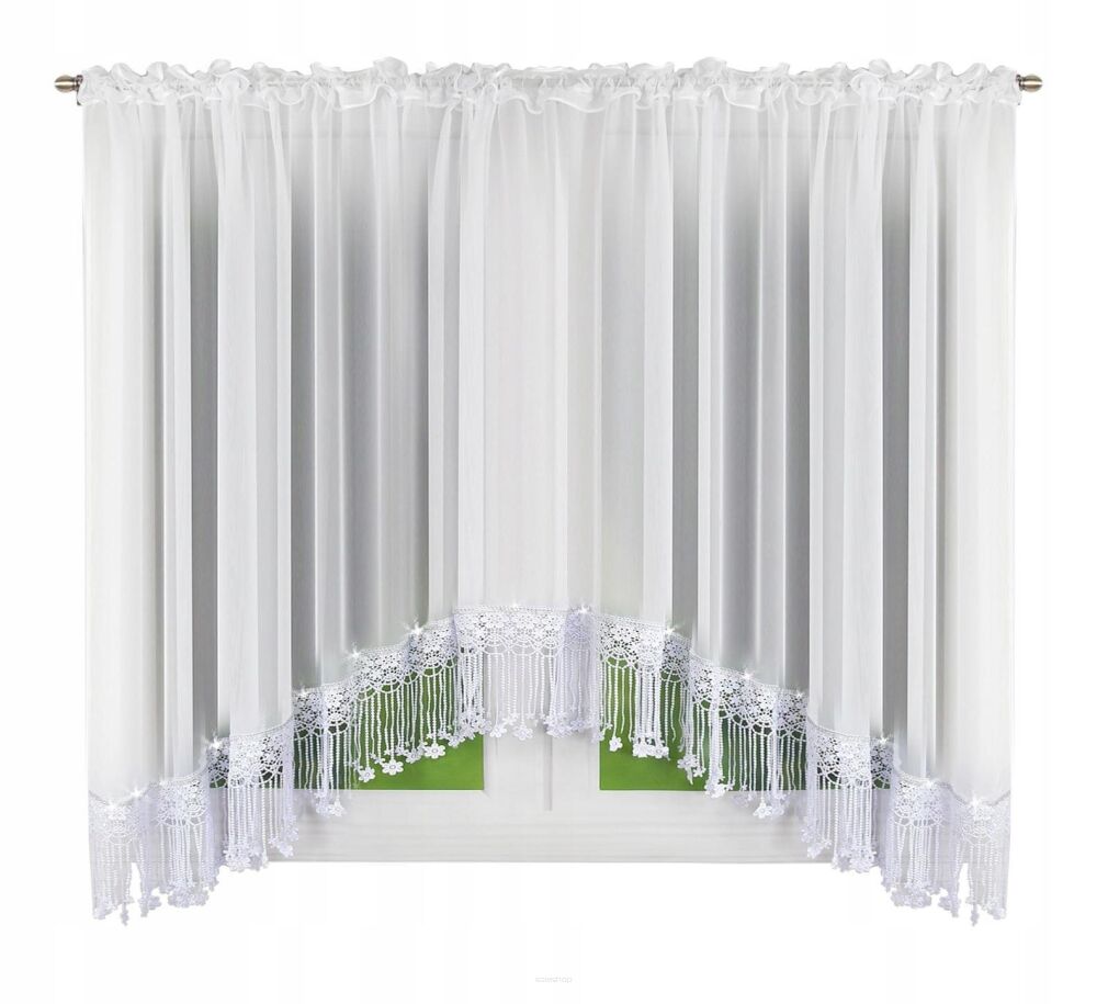 Firanki gotowe gładki i gip pióra  150 x 400 cm