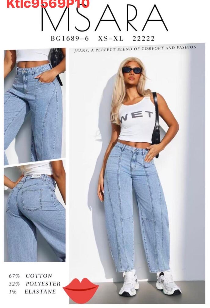 JEANS  MSAARA     Paczka: 10 szt,     mix size, 1 kolor