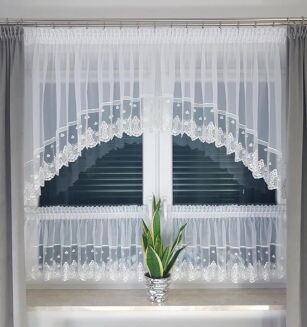 Komplet kuchenny 3cz Firanki gotowe gip pióra 100 x 360cm - 2