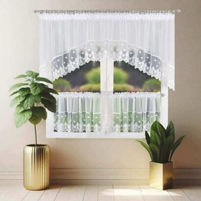 Komplet kuchenny 3cz Firanki gotowe gip pióra 100 x 360cm